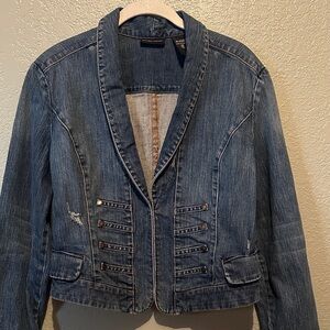 New York & Company Blue Jean Cropped Jacket